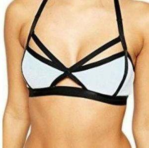 Blue Life Velvet Color Block Bralette